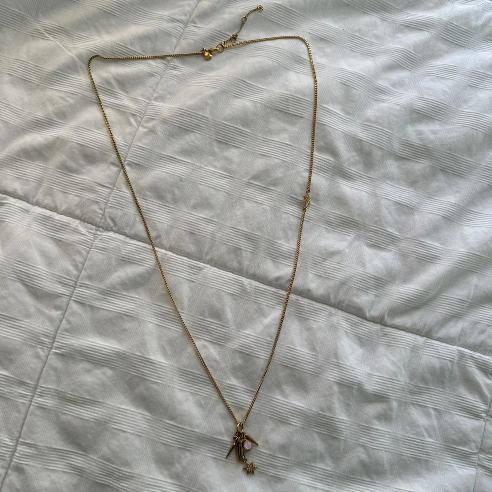 Gold Charm Necklace with Star and Gem Accents - Picture 4 of 5